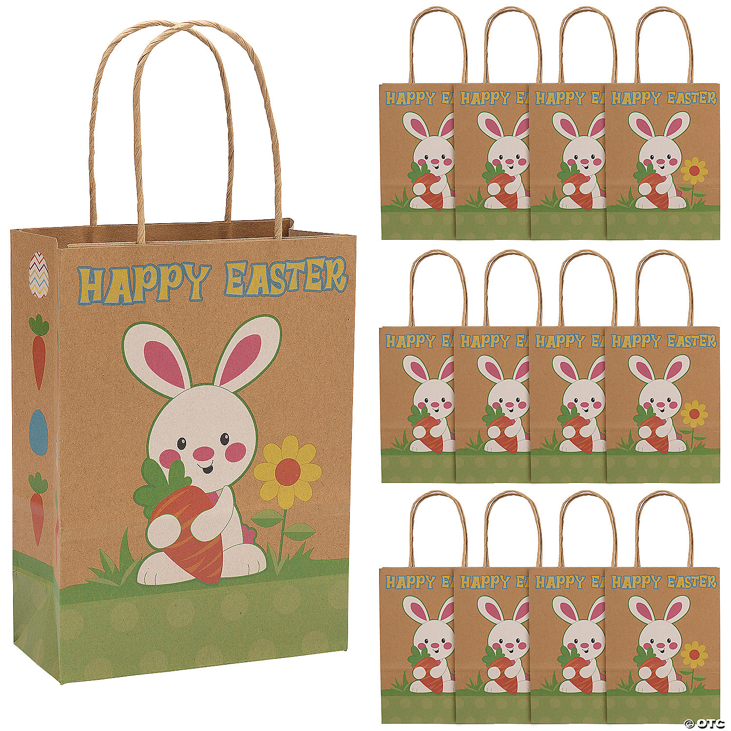 Easter Kraft Paper Gift Bags-12Pk